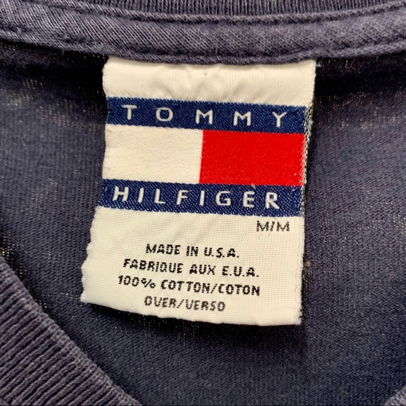 Vintage 90s Tommy Hilfiger Mens Long Sleeve V Neck Blue T Shirt Distressed M - Picture 5 of 5